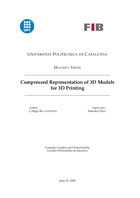 (PDF) Compressed Representation of 3D Models for 3D Printing