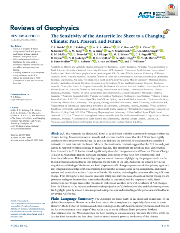 (PDF) The Sensitivity of the Antarctic Ice Sheet to a Changing Climate ...