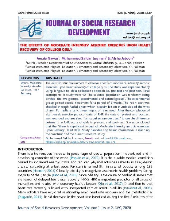 (PDF) The Effects of Moderate Intensity Aerobic Exercises Upon Heart ...