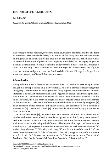 (PDF) On injectiveL-modules | Paul Isaac - Academia.edu