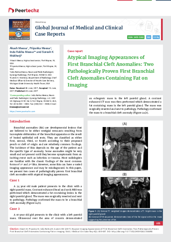 (PDF) Atypical Imaging Appearances of First Branchial Cleft Anomalies ...