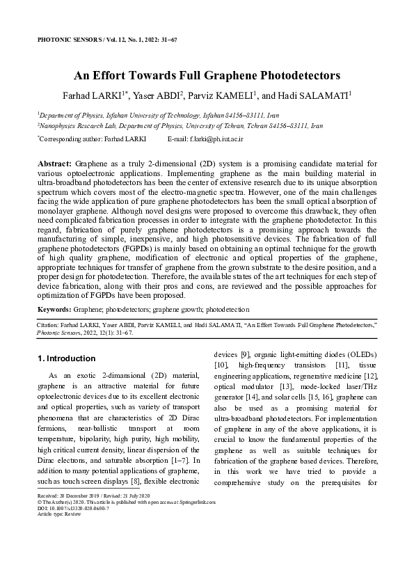 (PDF) An Effort Towards Full Graphene Photodetectors