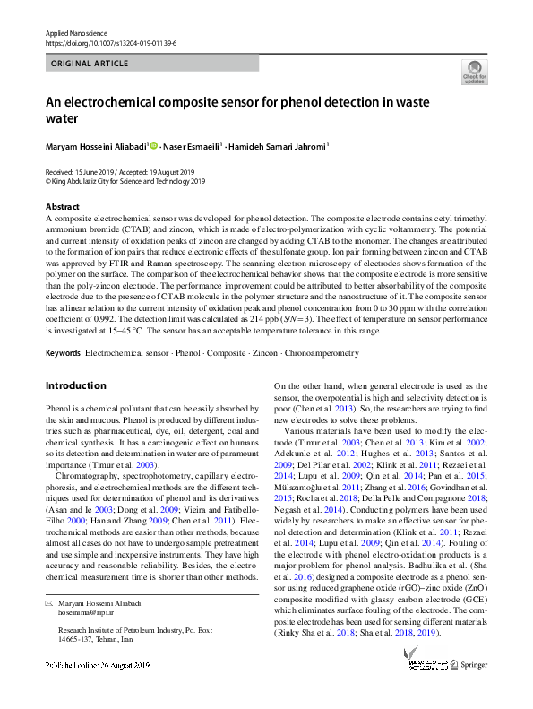 (PDF) An electrochemical composite sensor for phenol detection in waste ...