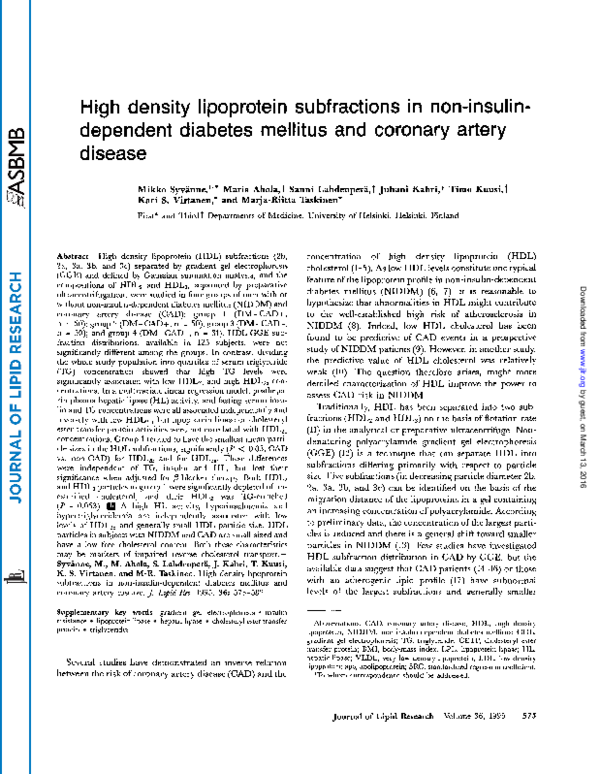 (PDF) High density lipoprotein subfractions in non-insulin-dependent ...