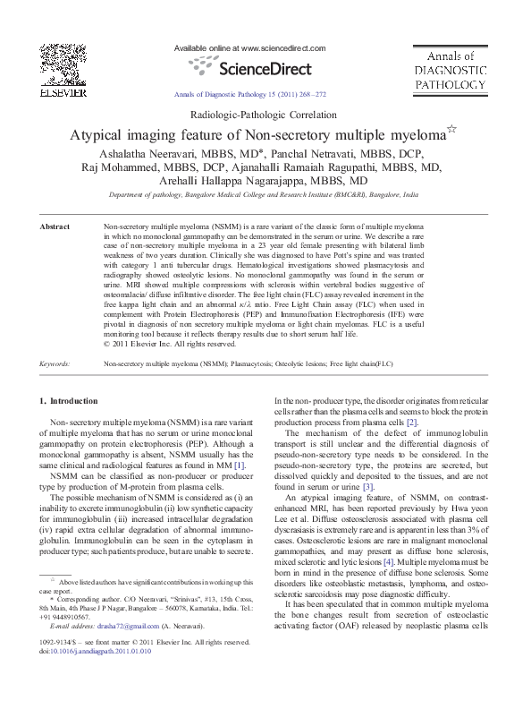 (PDF) Atypical imaging feature of Non-secretory multiple myeloma