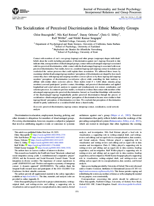 (PDF) The socialization of perceived discrimination in ethnic minority ...
