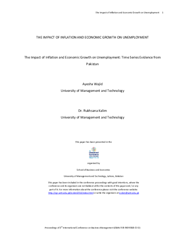 (PDF) The impact of inflation and economic growth on unemployment