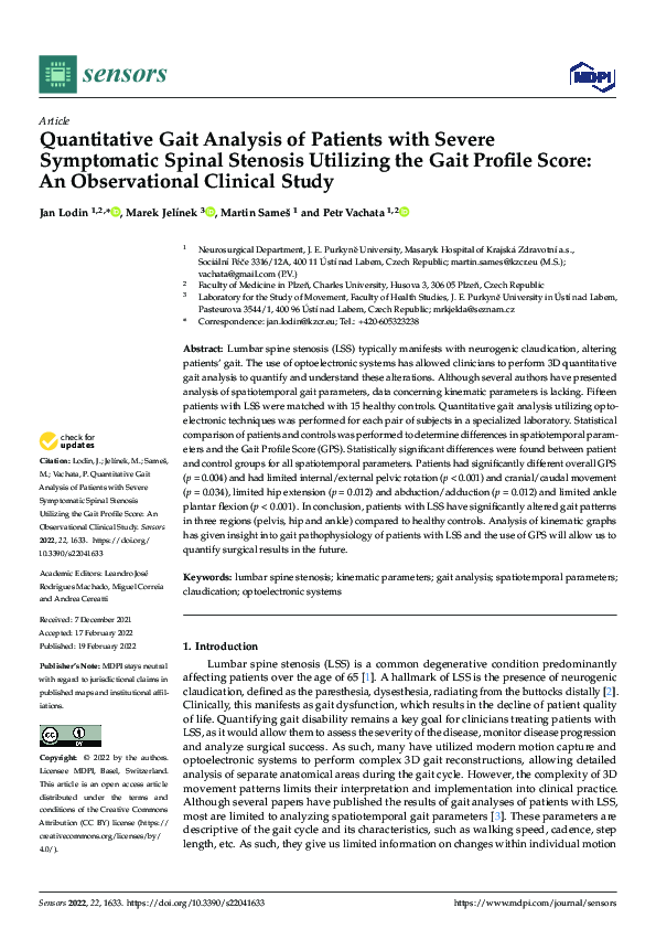 (PDF) Quantitative Gait Analysis of Patients with Severe Symptomatic ...