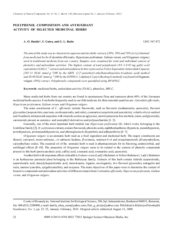 (PDF) Polyphenol composition and antioxidant activity of selected ...