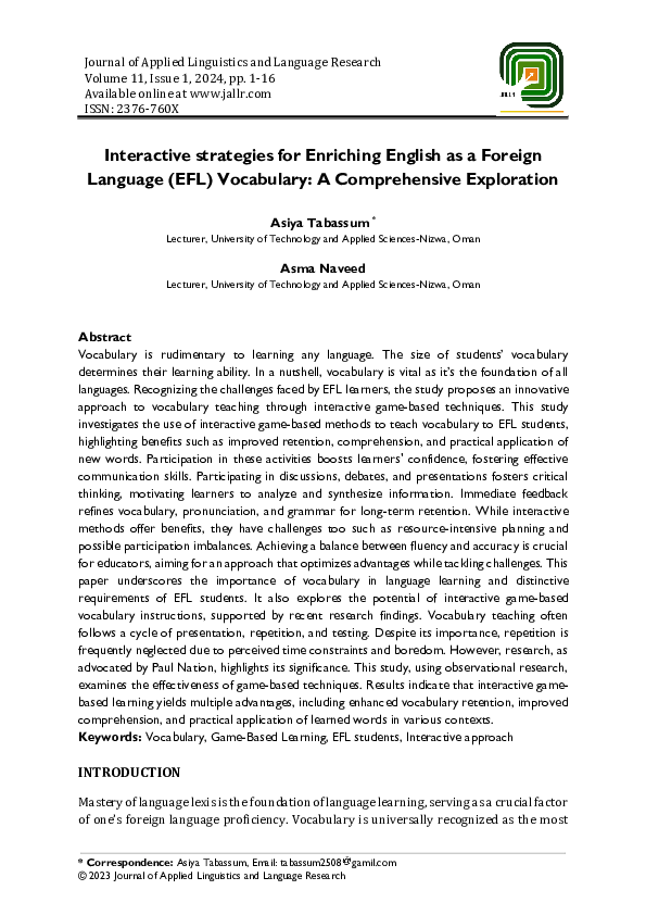 (PDF) Interactive strategies for Enriching English as a Foreign ...
