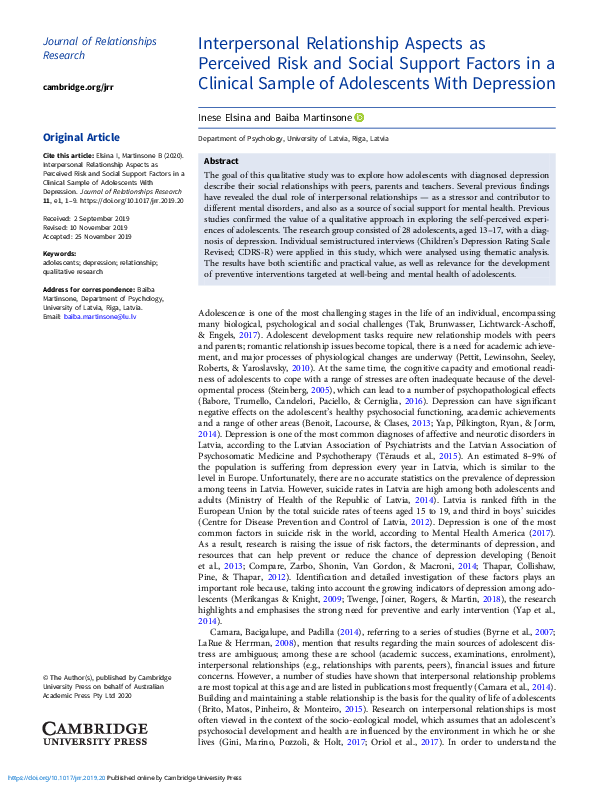 (PDF) Interpersonal Relationship Aspects as Perceived Risk and Social ...