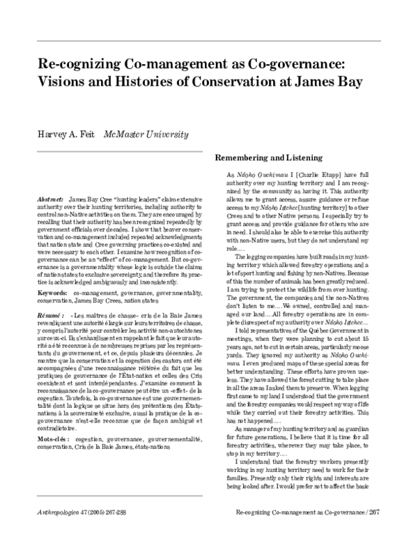 (PDF) Re-Cognizing Co-Management as Co-Governance: Histories and ...