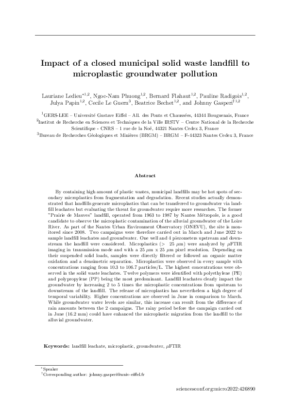 (PDF) Impact of a closed municipal solid waste landfill to microplastic ...