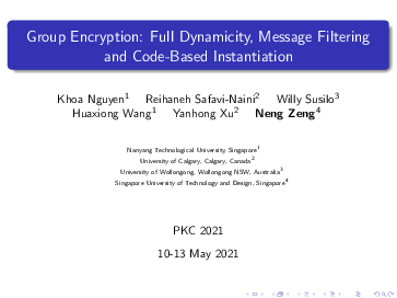 (PDF) Group Encryption: Full Dynamicity, Message Filtering and Code ...