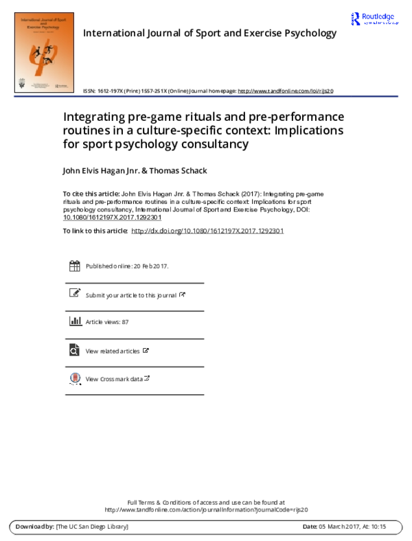 (PDF) Integrating pre-game rituals and pre-performance routines in a ...