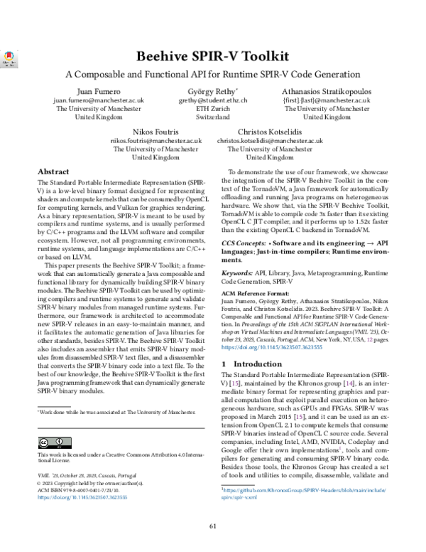 (PDF) Beehive SPIR-V Toolkit: A Composable and Functional API for ...