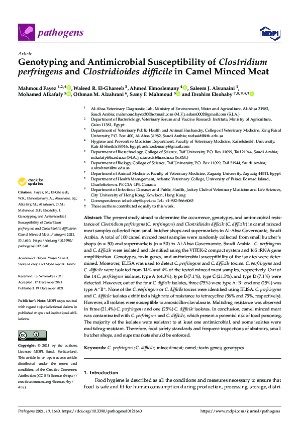(PDF) Genotyping and Antimicrobial Susceptibility of Clostridium ...