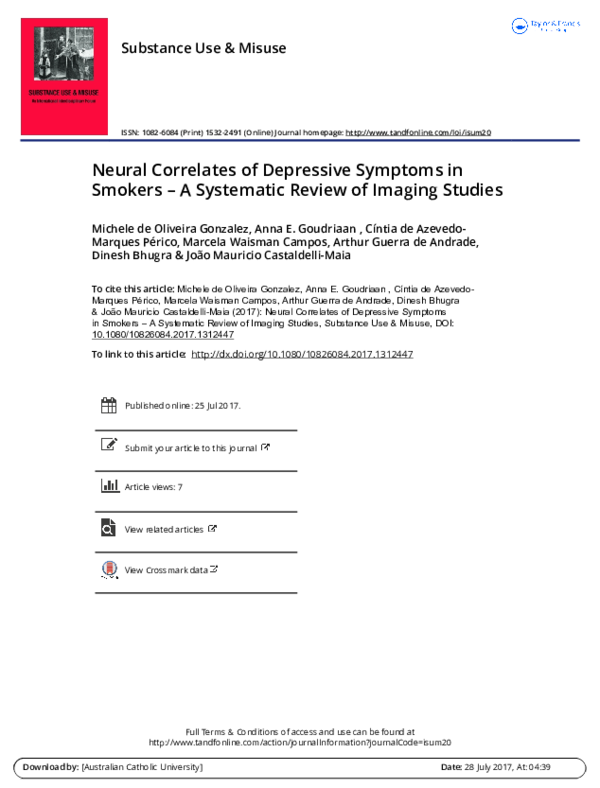 (PDF) Neural Correlates of Depressive Symptoms in Smokers – A ...
