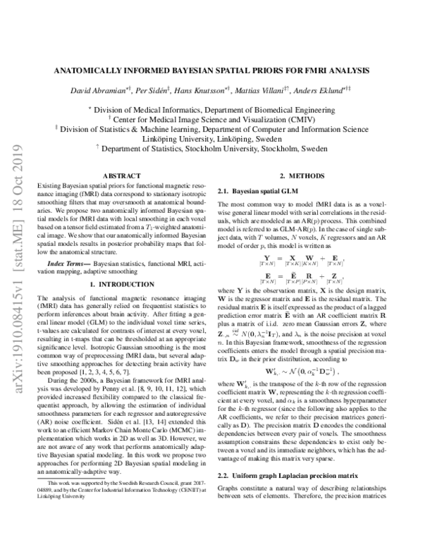 (PDF) Anatomically informed bayesian spatial priors for fmri analysis