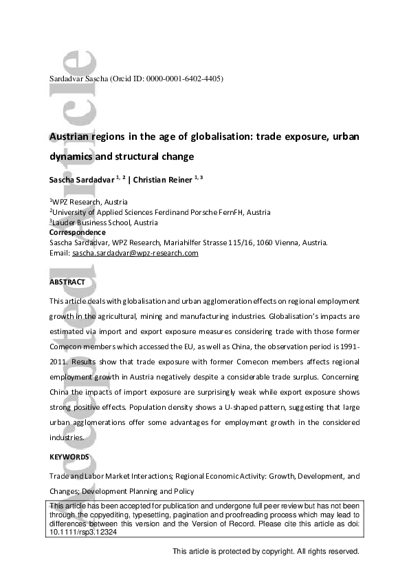 (PDF) Austrian regions in the age of globalisation: Trade exposure ...
