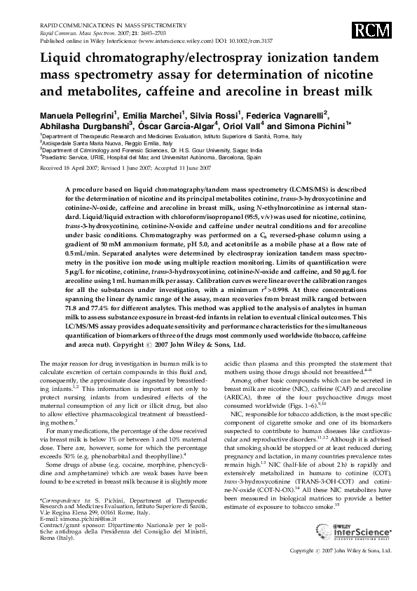 (PDF) Liquid chromatography/electrospray ionization tandem mass ...