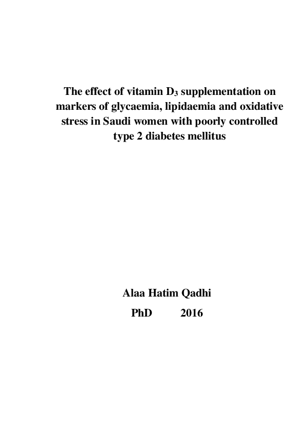 (PDF) The effect of vitamin D3 supplementation on markers of glycaemia ...