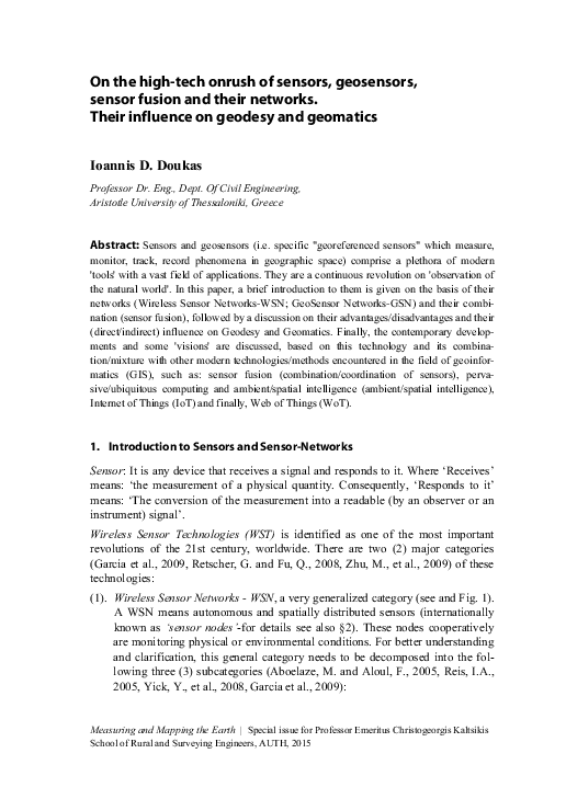 (PDF) On the High-tech Onrush of Sensors, Geosensors, Sensor Fusion and ...