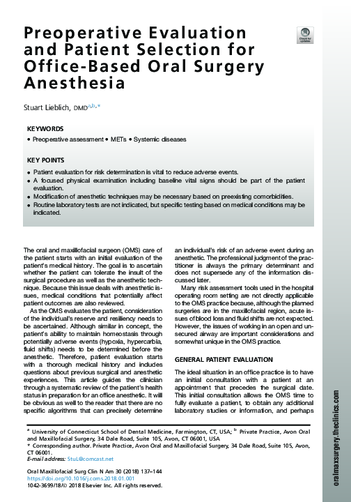 (PDF) Preoperative Evaluation and Patient Selection