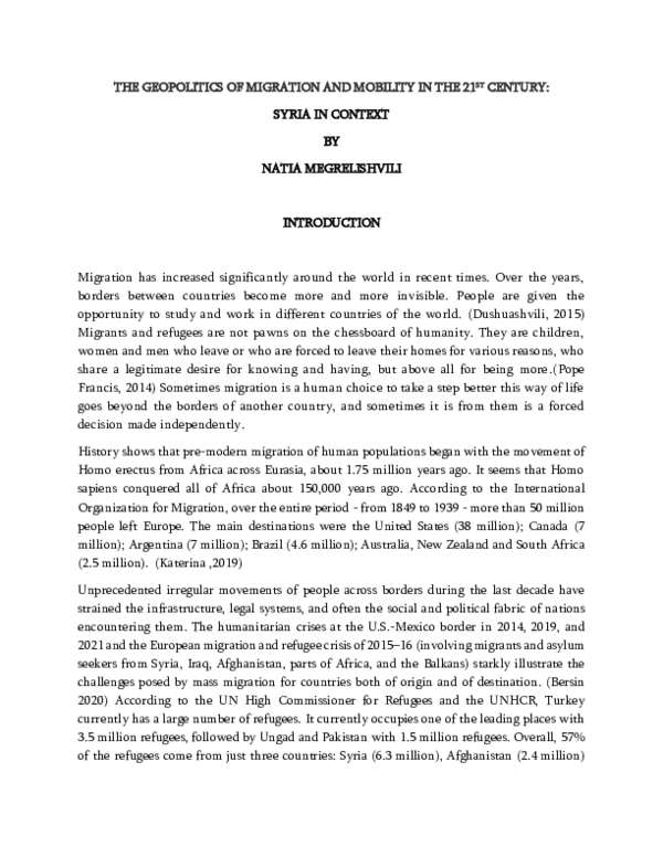 (PDF) THE GEOPOLITICS OF MIGRATION AND MOBILITY IN THE 21 ST CENTURY ...