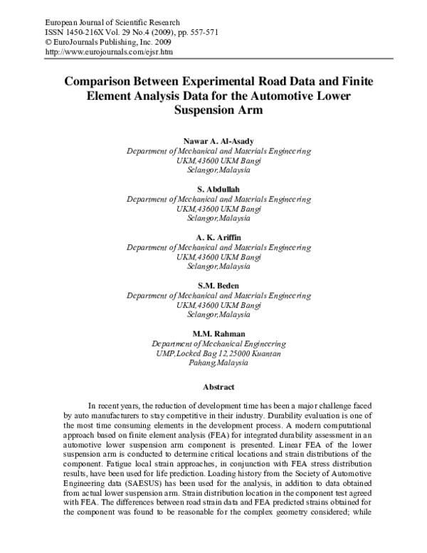 (PDF) Comparison Between Experimental Road Data and Finite Element ...