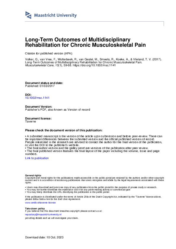 (PDF) Long-Term Outcomes of Multidisciplinary Rehabilitation for ...