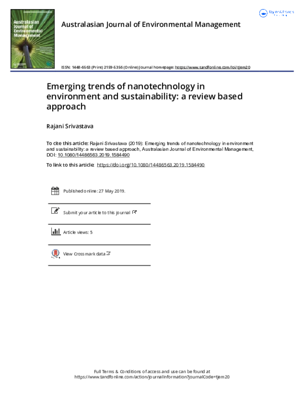 (PDF) Emerging trends of nanotechnology in environment and ...