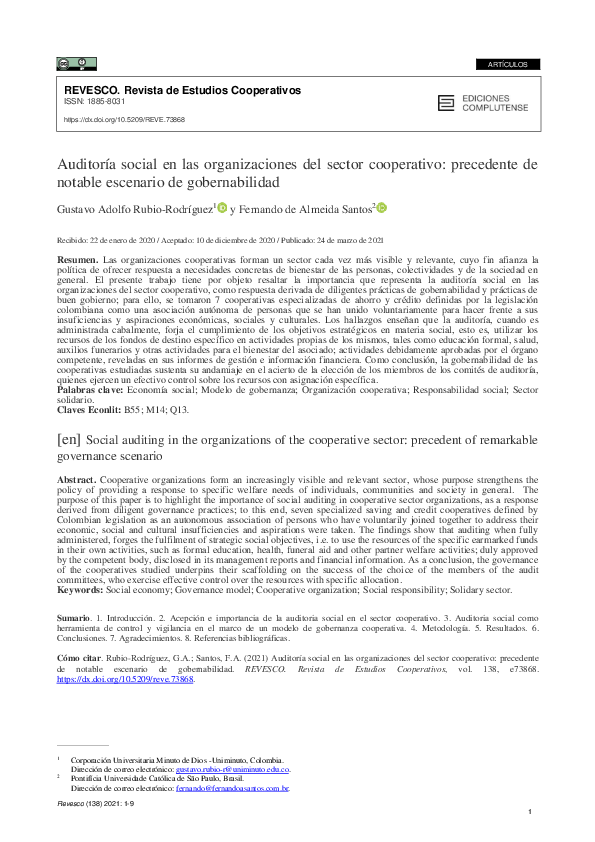 (PDF) Auditoría social en las organizaciones del sector cooperativo ...