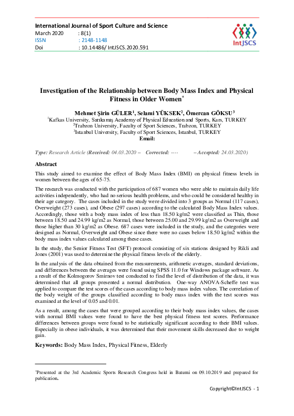 (PDF) Investigation of the Relationship between Body Mass Index and ...