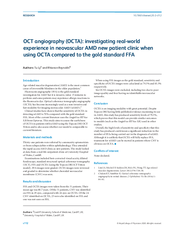 (PDF) OCT angiography (OCTA): investigating real-world experience in ...