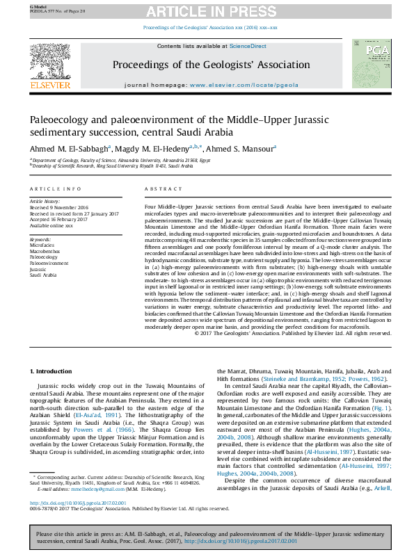 (PDF) Paleoecology and paleoenvironment of the Middle–Upper Jurassic ...
