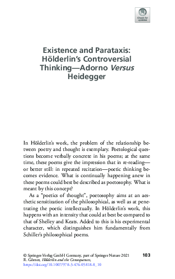 (PDF) Existence and Parataxis: Hölderlin’s Controversial Thinking ...