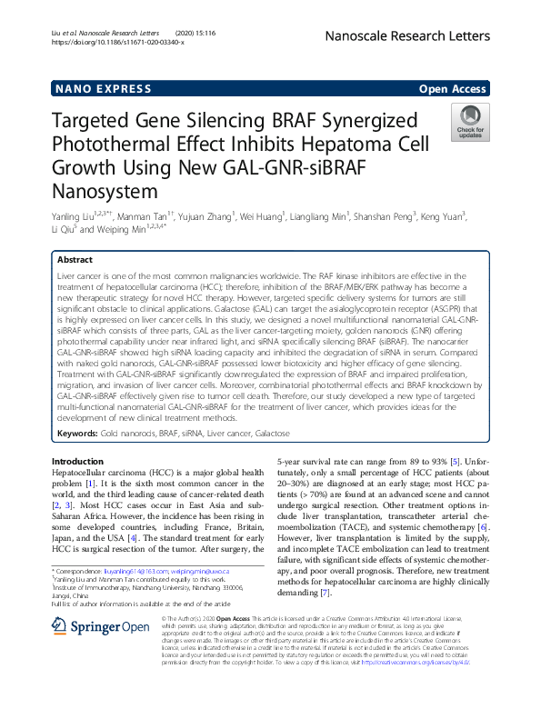 (PDF) Targeted Gene Silencing BRAF Synergized Photothermal Effect ...
