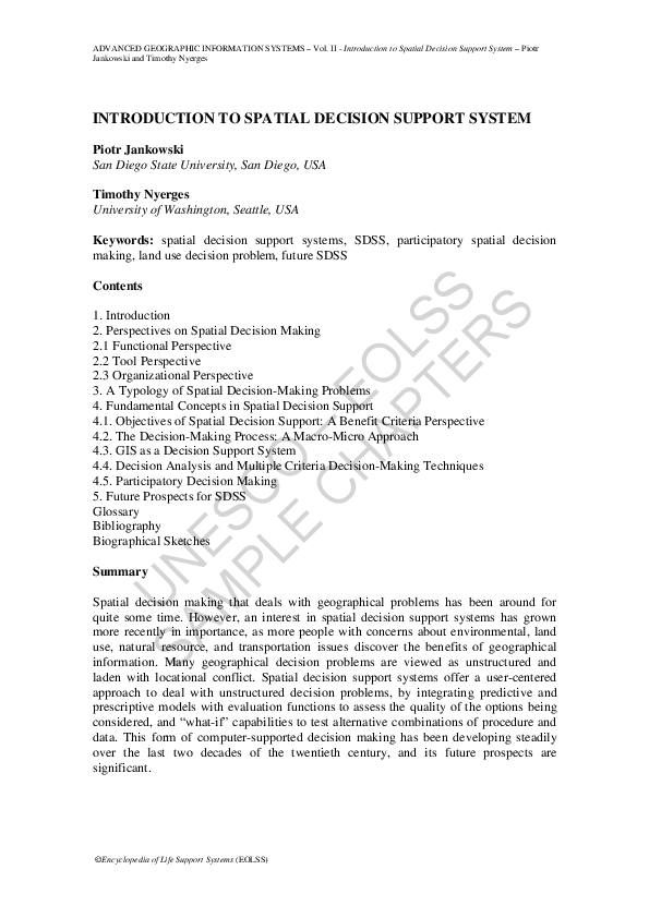 (PDF) Introduction to Spatial Decision Support System