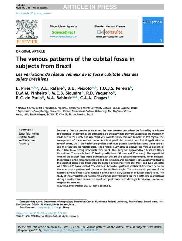 (PDF) The venous patterns of the cubital fossa in subjects from Brazil
