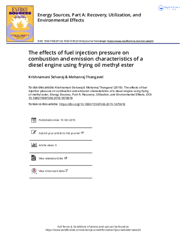 (PDF) The effects of fuel injection pressure on combustion and emission ...