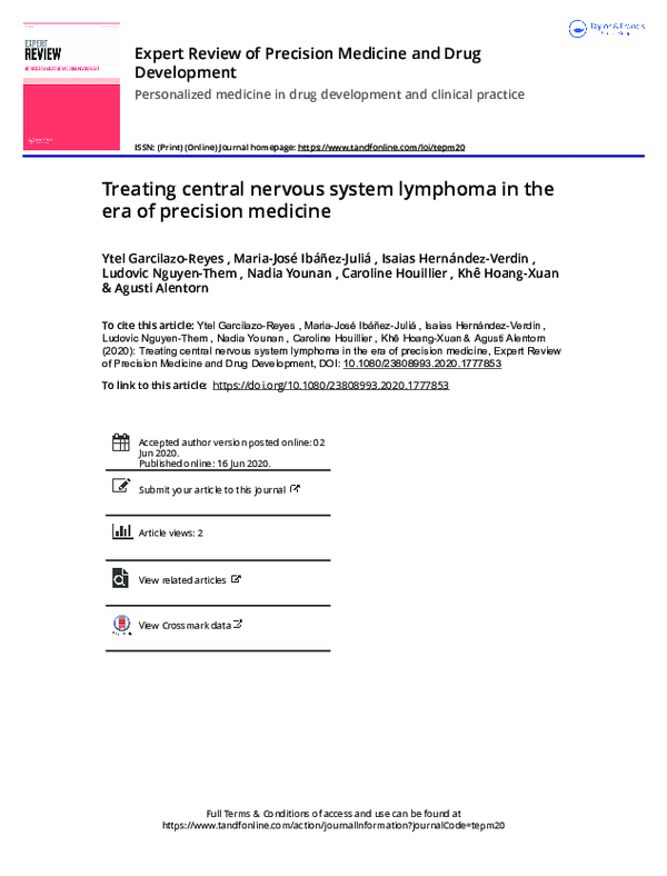 (PDF) Treating central nervous system lymphoma in the era of precision ...