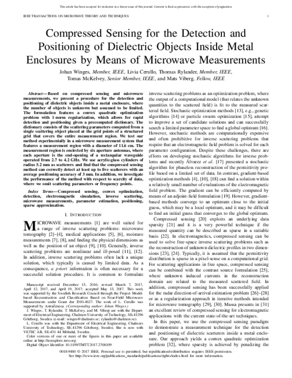 (PDF) Compressed Sensing for the Detection and Positioning of ...