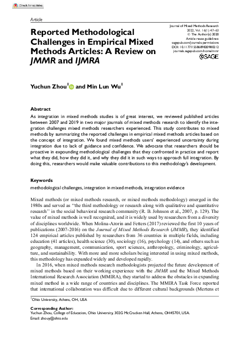 (PDF) Reported Methodological Challenges in Empirical Mixed Methods ...
