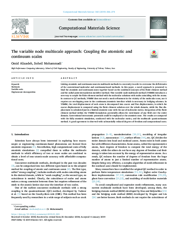 (PDF) The variable node multiscale approach: Coupling the atomistic and ...