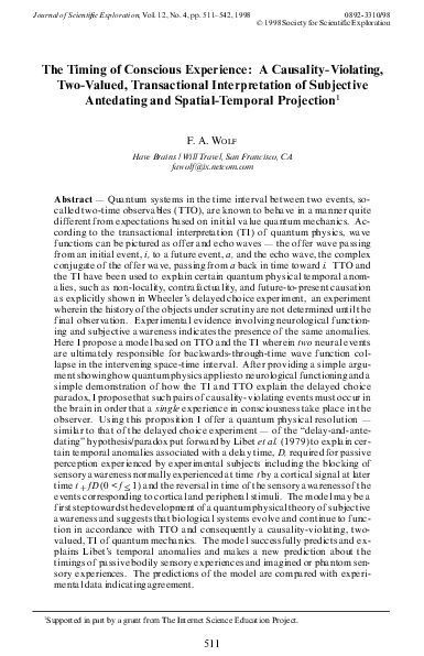 (PDF) The Timing of Conscious Experience: A Causality-Violating, Two ...
