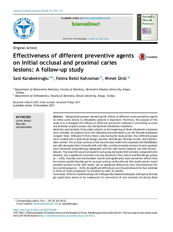 (PDF) Effectiveness of different preventive agents on initial occlusal