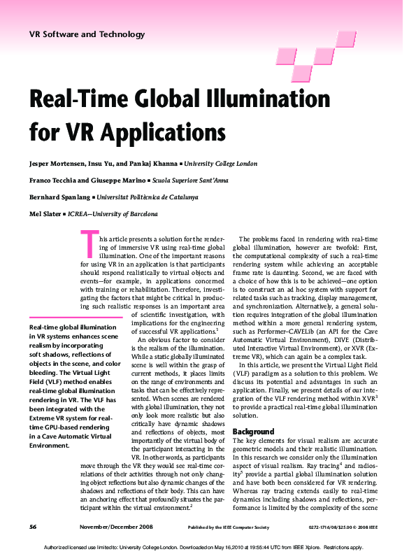 (PDF) VR Software and Technology Real-Time Global Illumination for VR ...