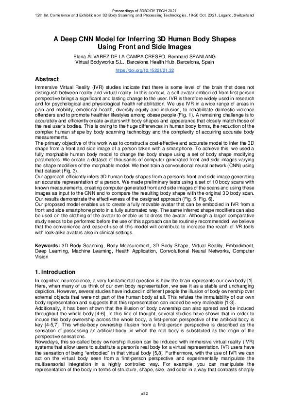 (PDF) A Deep CNN Model for Inferring 3D Human Body Shapes Using Front ...