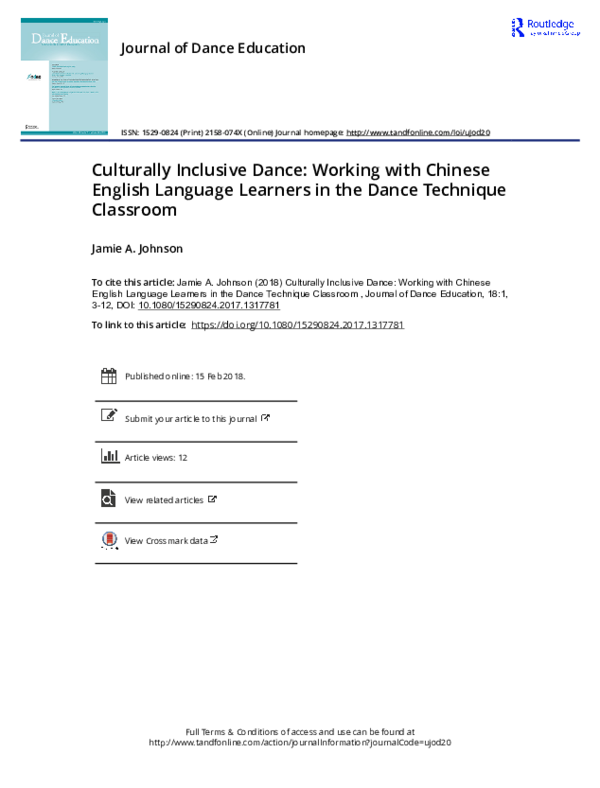 (PDF) Culturally Inclusive Dance: Working with Chinese English Language ...
